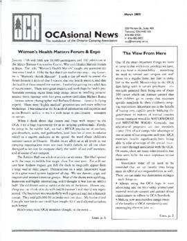 OCAsional News: The Newsletter of the Ontario Camping Association