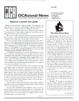 OCAsional News: The Newsletter of the Ontario Camping Association, with inserts